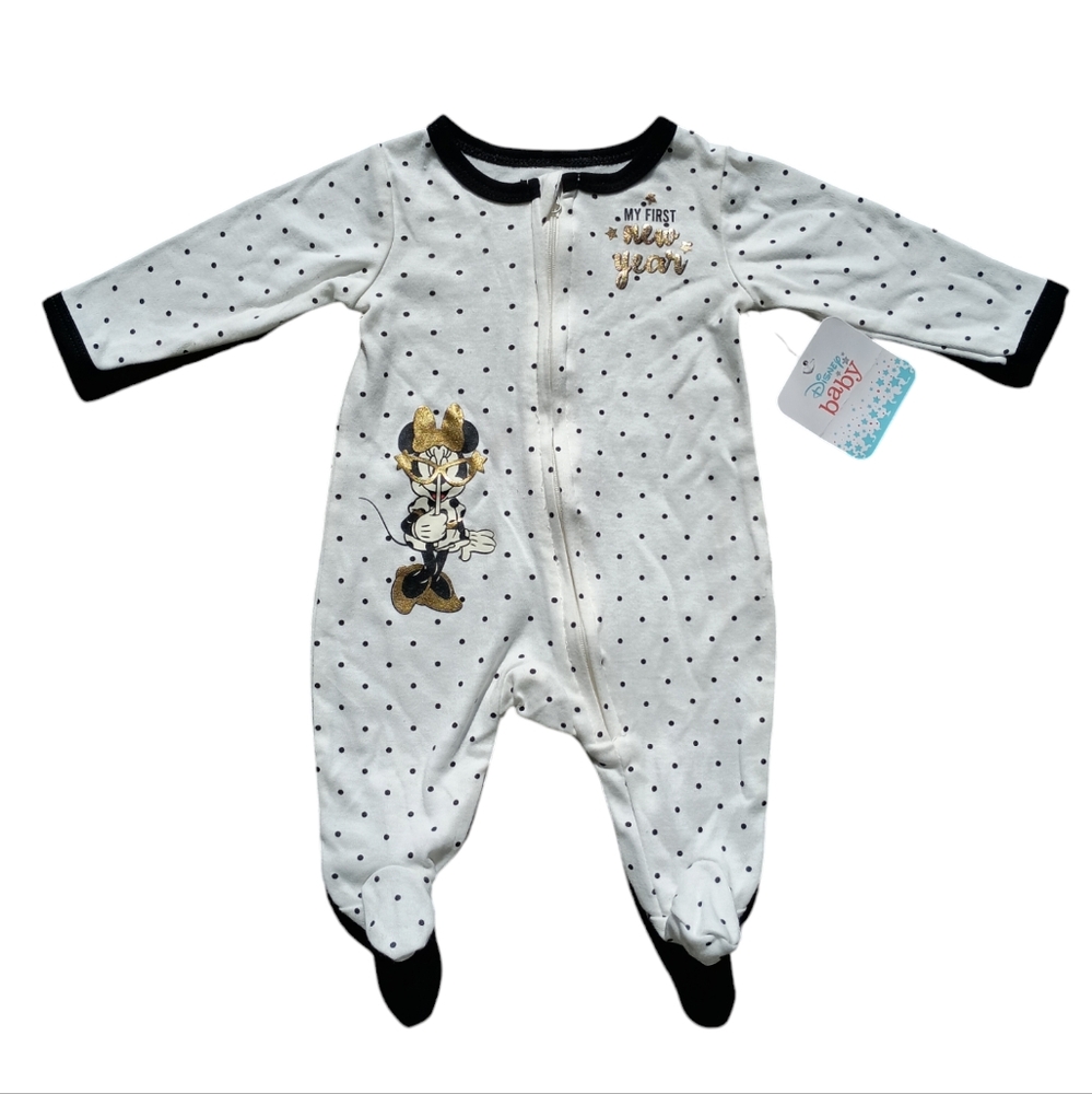 Disney Baby My First New Year Bodysuit 3M Long sleeves and legs with booties NWT